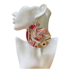 Statement earrings spiral colorful ethnic boho lightweight unique handmade